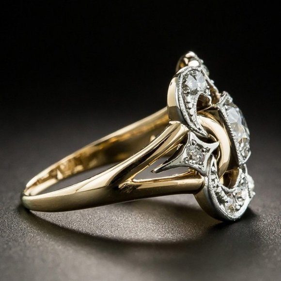 NEW Vintage Gold Round Diamond Art Deco Ring - Picture 12 of 12